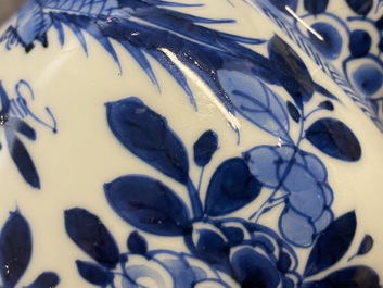 A Chinese blue and white five-piece garniture, Kangxi